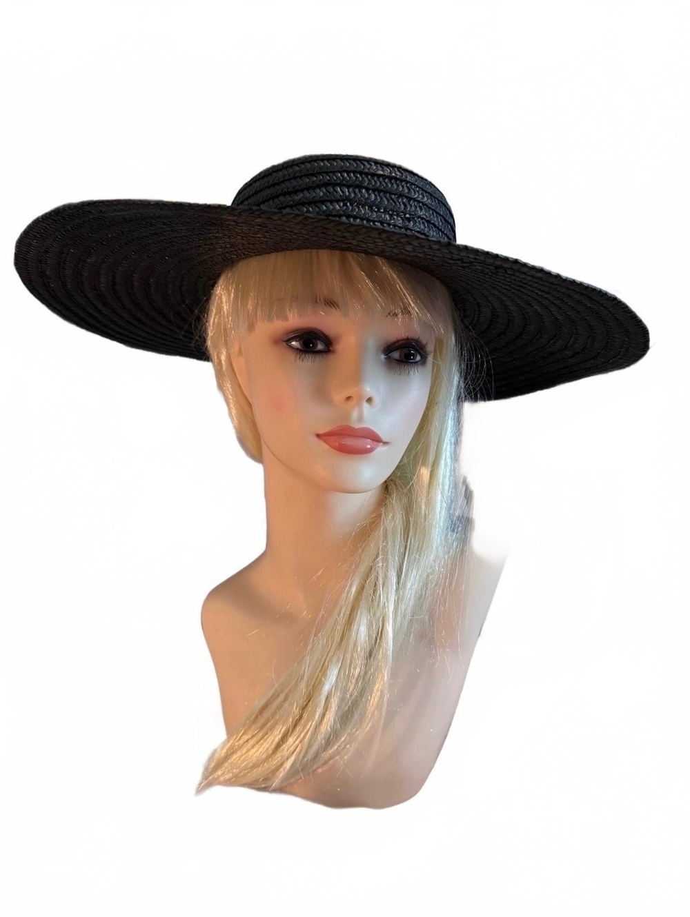 Betmar Wide Brim Black Straw Sun Hat with Bow - Made in Italy